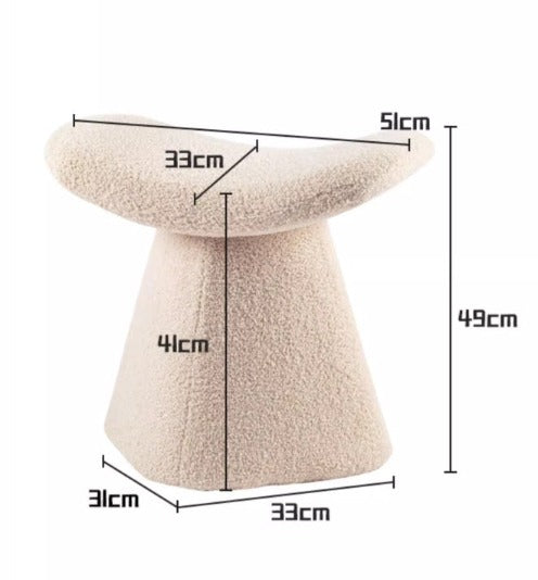 [A30] Lamb Fleece Wooden Stool Modern Style