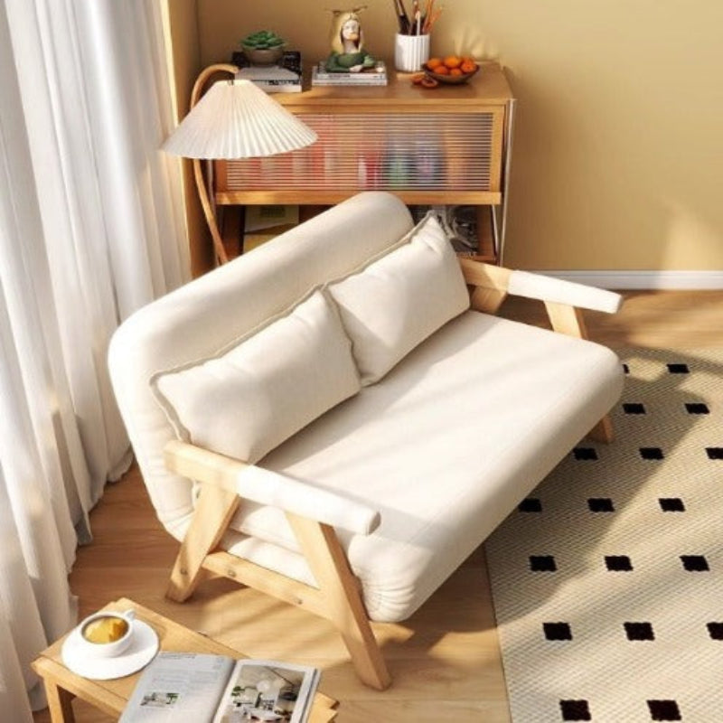 [A33] Foldable Solid Wood Sofa Bed