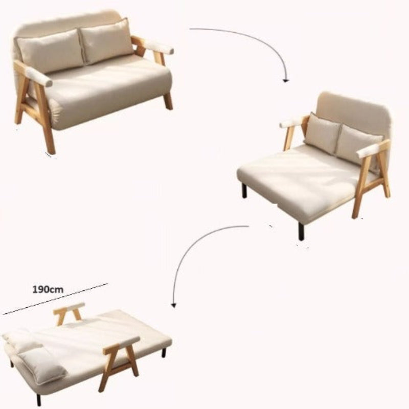 [A33] Foldable Solid Wood Sofa Bed