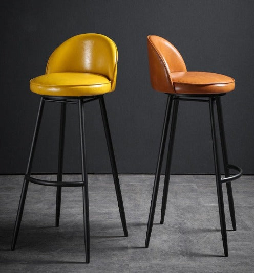 [A34] Scandinavian Style Microfiber Swivel Leather Bar Stool