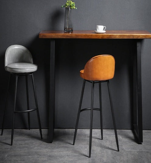 [A34] Scandinavian Style Microfiber Swivel Leather Bar Stool