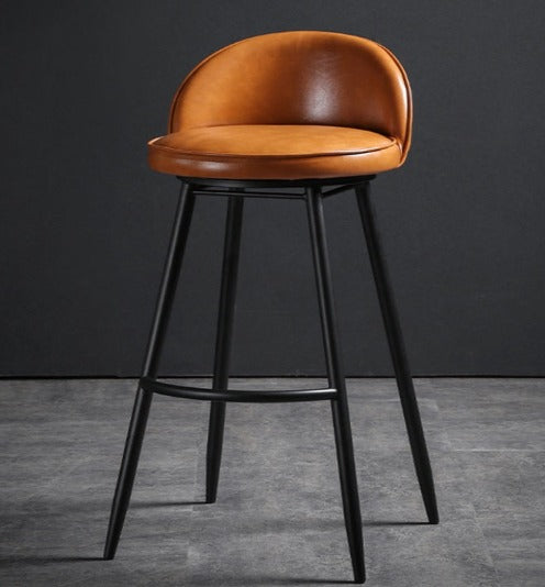 [A34] Scandinavian Style Microfiber Swivel Leather Bar Stool