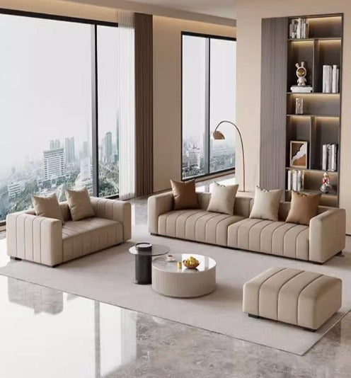 [A35] Italian Minimalist Napa Leather Sofa