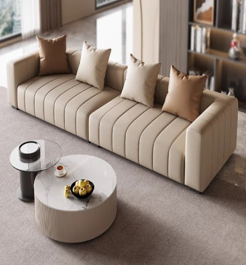 [A35] Italian Minimalist Napa Leather Sofa