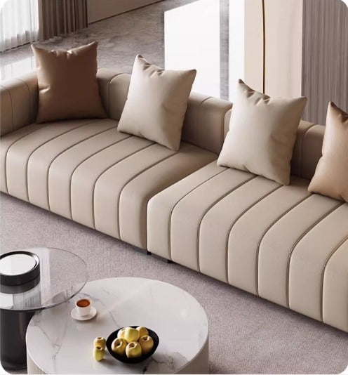 [A35] Italian Minimalist Napa Leather Sofa