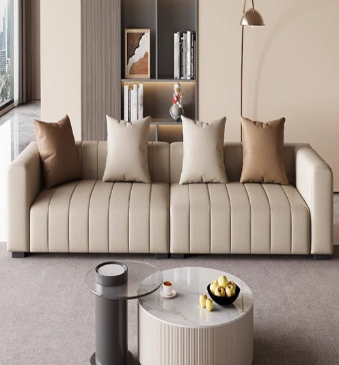 [A35] Italian Minimalist Napa Leather Sofa