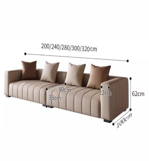 [A35] Italian Minimalist Napa Leather Sofa