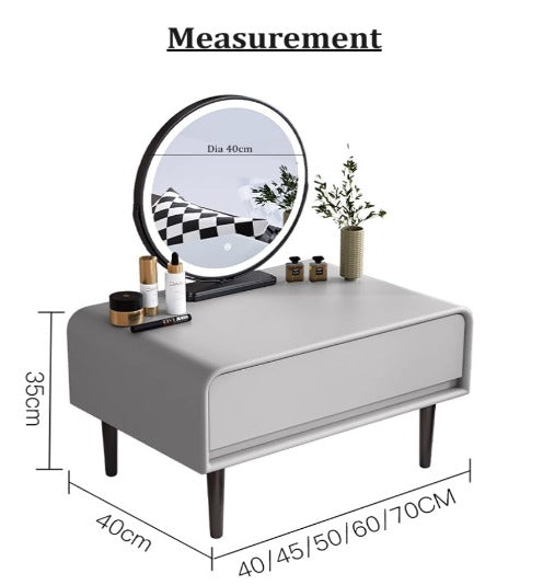 [A40] Bay Window Dressing Table with LED Mirror