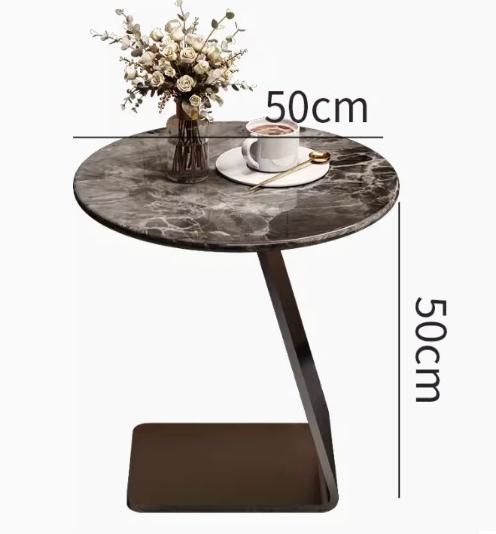 [A44] Minimalist Round Marble Side Table in Italian Style