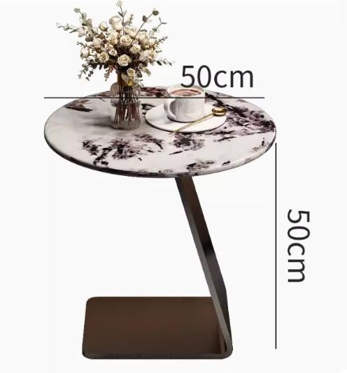 [A44] Minimalist Round Marble Side Table in Italian Style