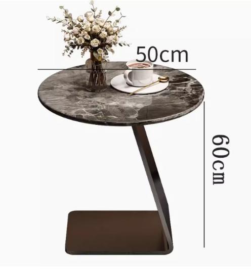 [A44] Minimalist Round Marble Side Table in Italian Style