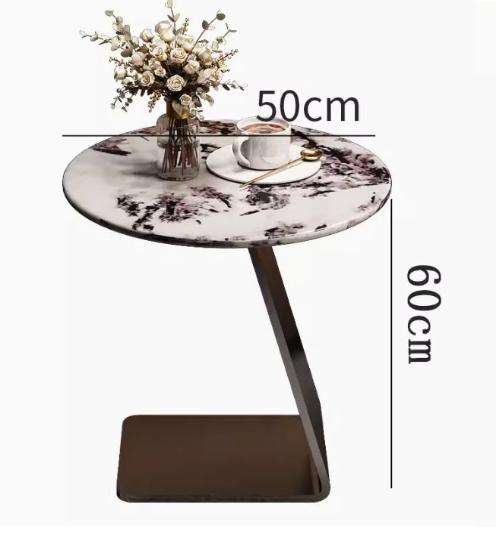 [A44] Minimalist Round Marble Side Table in Italian Style