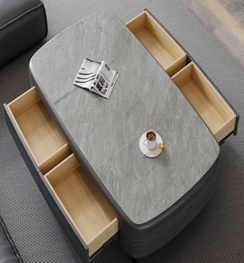 [A45] Rectangular Oval Coffee Table in Italian Style