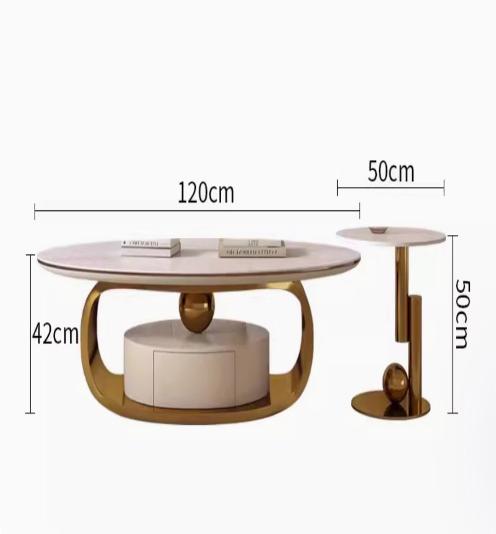 [A46] Oval-Shaped Sintered Stone Coffee Table in Italian Style