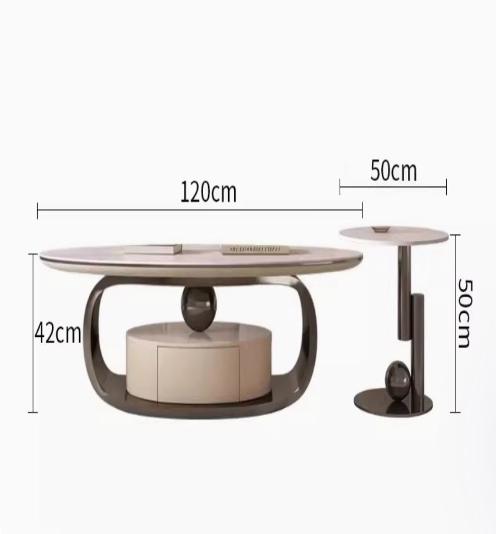 [A46] Oval-Shaped Sintered Stone Coffee Table in Italian Style