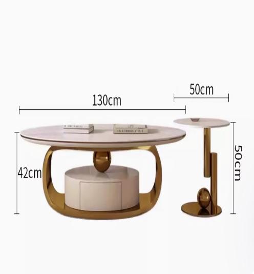 [A46] Oval-Shaped Sintered Stone Coffee Table in Italian Style