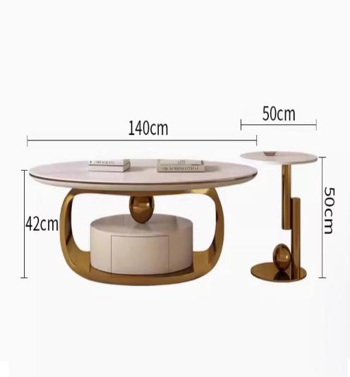 [A46] Oval-Shaped Sintered Stone Coffee Table in Italian Style