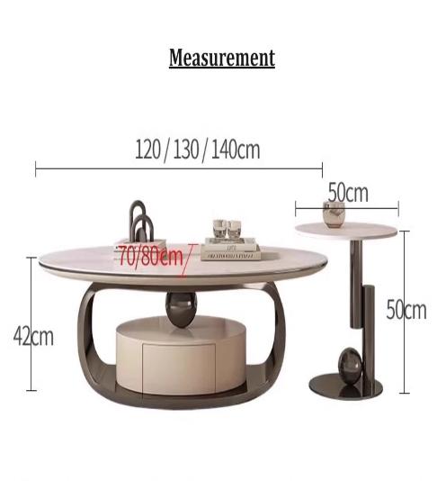 [A46] Oval-Shaped Sintered Stone Coffee Table in Italian Style