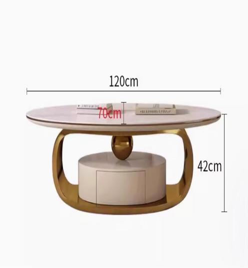 [A46] Oval-Shaped Sintered Stone Coffee Table in Italian Style