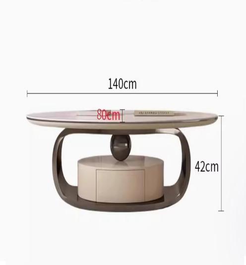 [A46] Oval-Shaped Sintered Stone Coffee Table in Italian Style