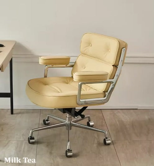 [C03] Ergonomic Upholstered Leather Swivel Chair