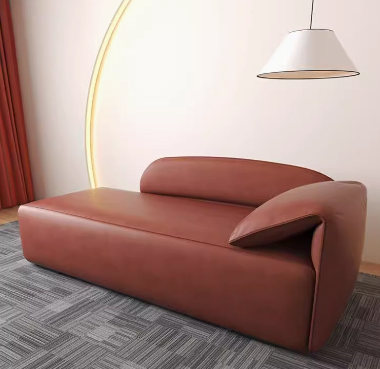 [C16] Leather Chaise Lounge Sofa