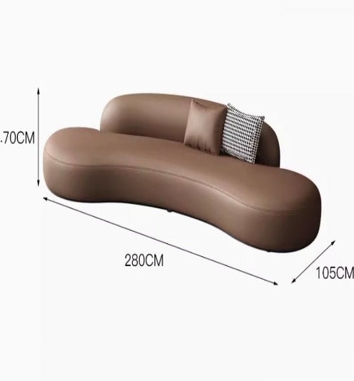 [C19] Round Curved Leather Sofa