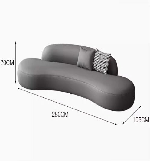 [C19] Round Curved Leather Sofa