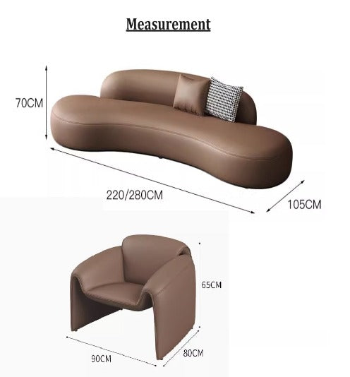 [C19] Round Curved Leather Sofa