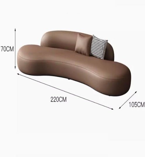 [C19] Round Curved Leather Sofa