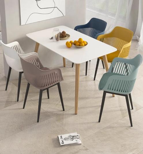 [C41] Modern Nordic PP Plastic Chair with Backrest