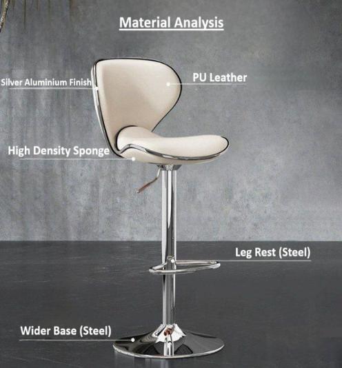 [C45] Minimalist Adjustable Bar Stool with Backrest in Modern Style