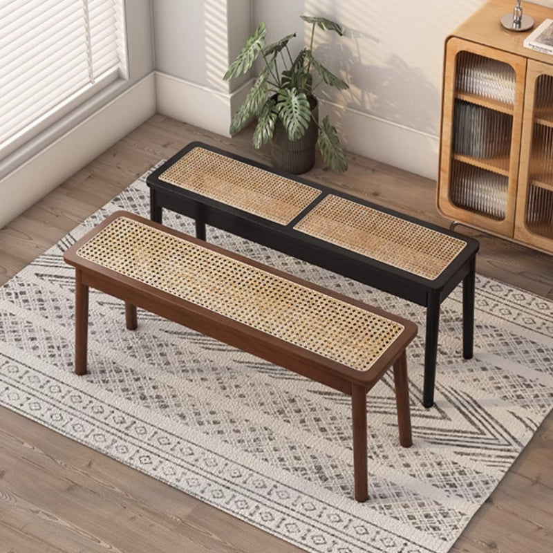 [C57] Patio Solid Wood Rattan Bench