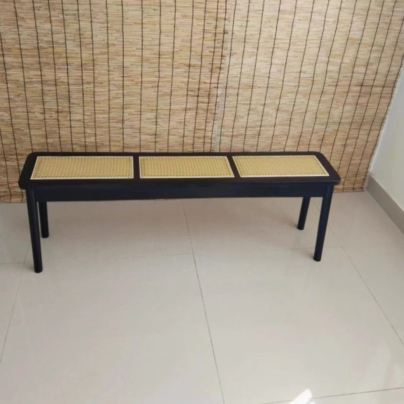 [C57] Patio Solid Wood Rattan Bench