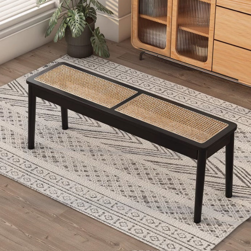 [C57] Patio Solid Wood Rattan Bench