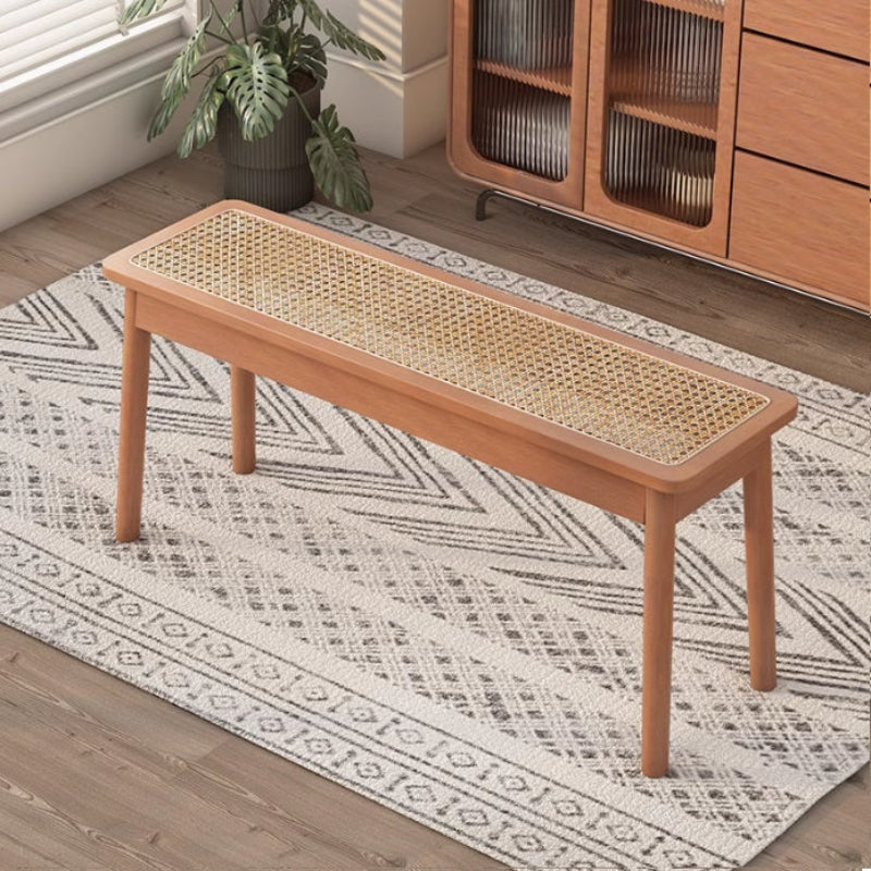 [C57] Patio Solid Wood Rattan Bench