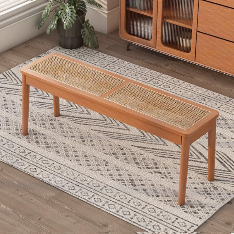 [C57] Patio Solid Wood Rattan Bench