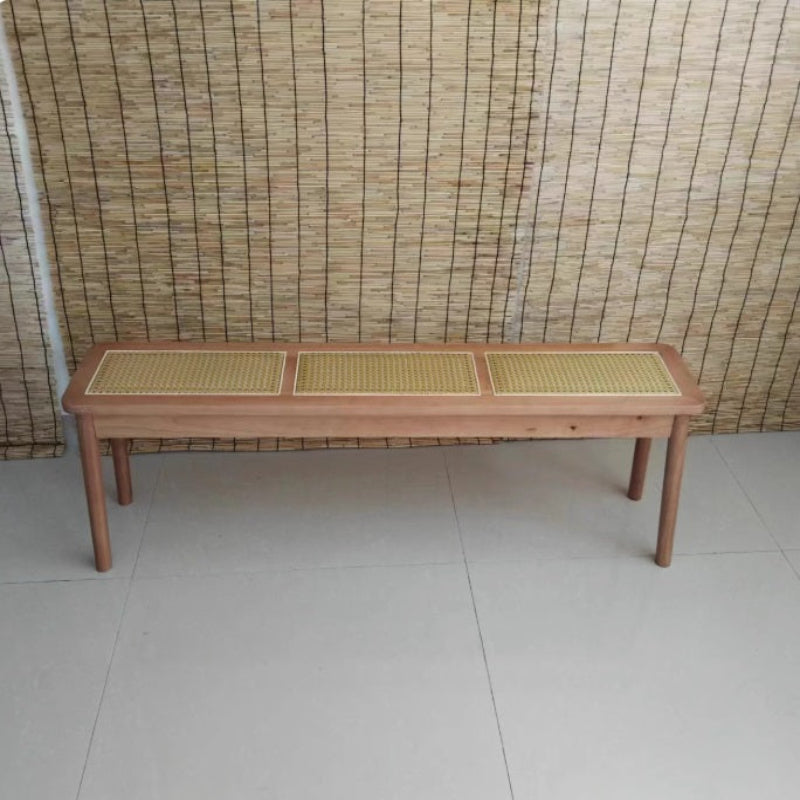 [C57] Patio Solid Wood Rattan Bench