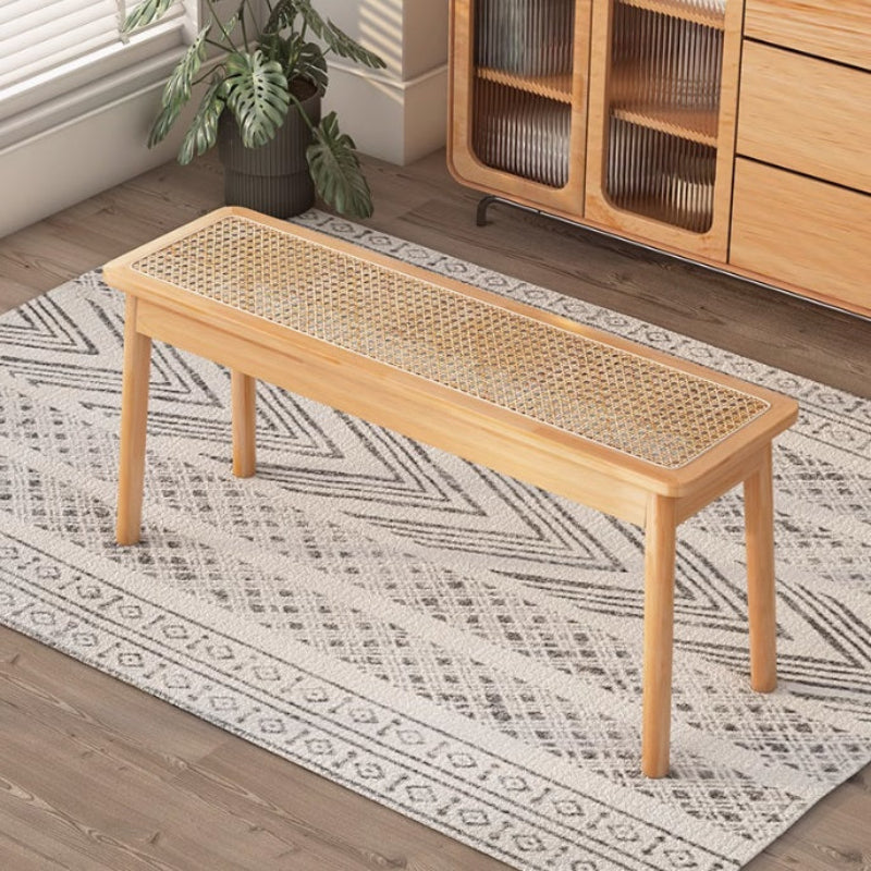 [C57] Patio Solid Wood Rattan Bench