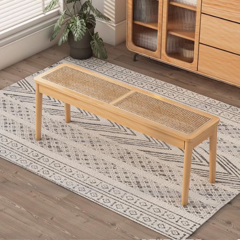 [C57] Patio Solid Wood Rattan Bench