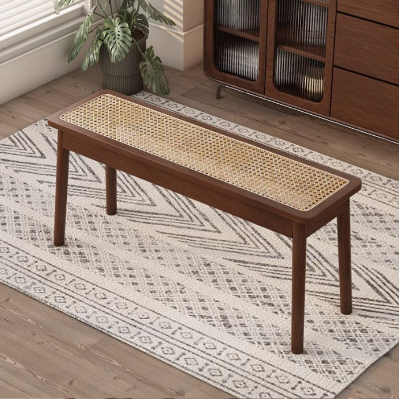[C57] Patio Solid Wood Rattan Bench