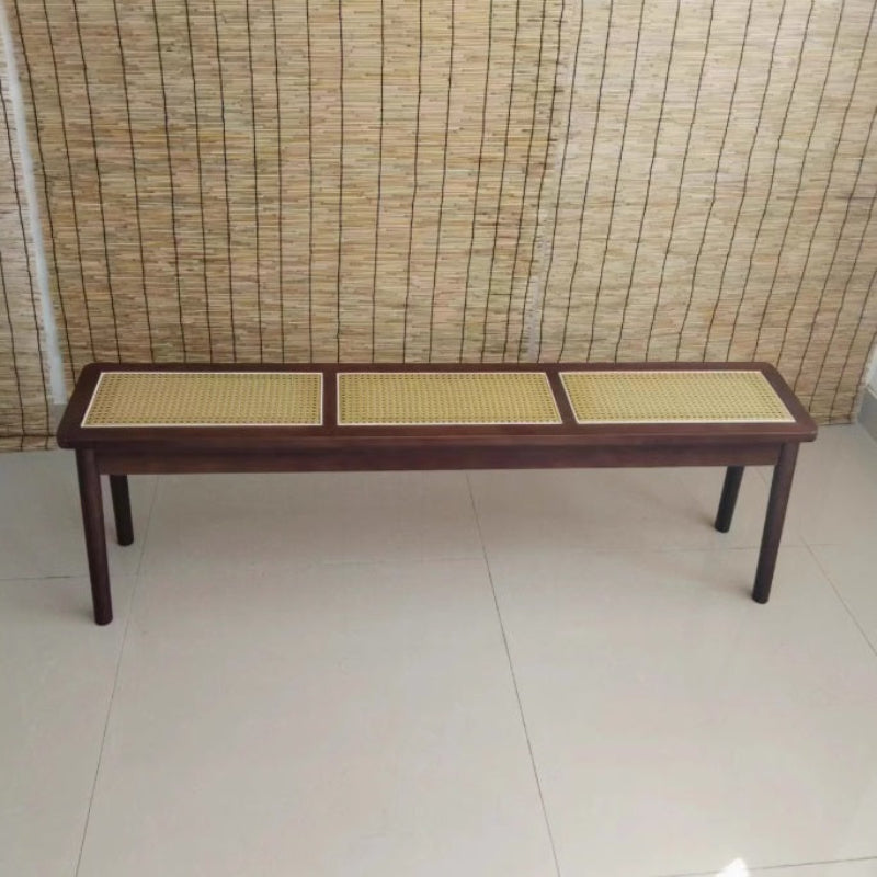 [C57] Patio Solid Wood Rattan Bench