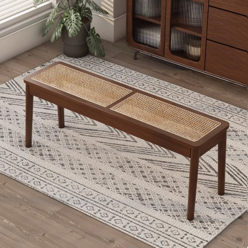 [C57] Patio Solid Wood Rattan Bench