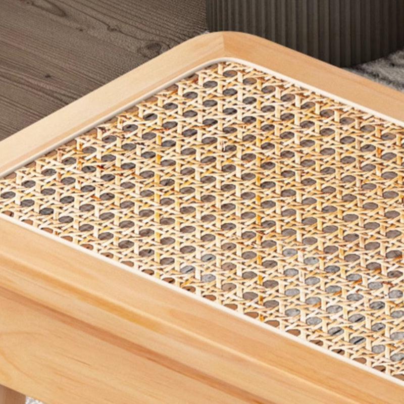 [C57] Patio Solid Wood Rattan Bench