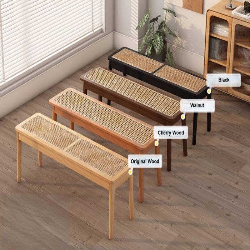 [C57] Patio Solid Wood Rattan Bench