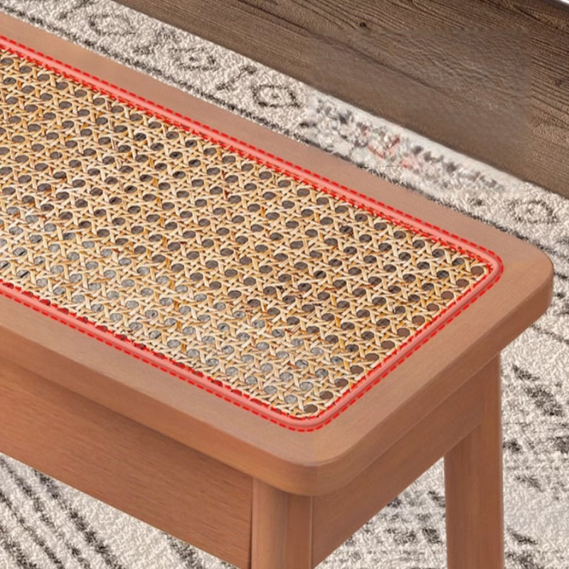 [C57] Patio Solid Wood Rattan Bench