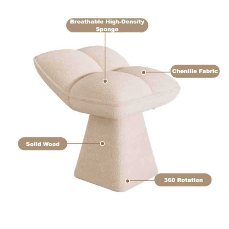 [C69] Edan Solid Wood Vanity Stool in Modern Style