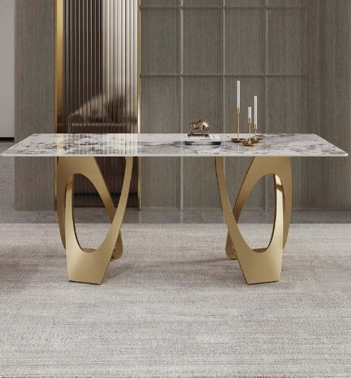 [S07] Luxurious Italian Twin-Duo style Sintered Stone Dining Table