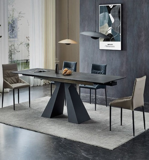 [S08] Italian High-End Extendable Stone Dining Table (Matt)