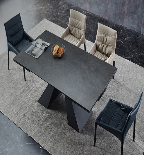 [S08] Italian High-End Extendable Stone Dining Table (Matt)